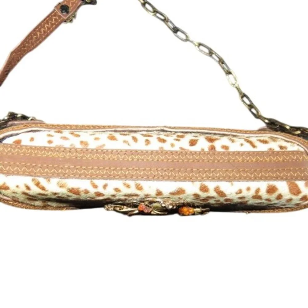 Mary Frances Vintage hand beaded Italian calf hair handbag crossbody clutch